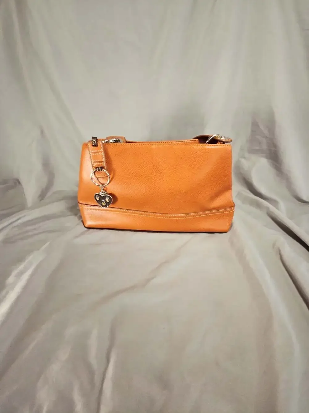 Tommy Hilfiger Pebbled Leather Hobo Shoulder Bag with Heart Charm